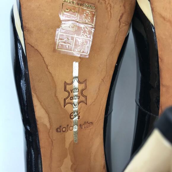Dolce Vita Patent Leather Beige Black High Heels Shoes Womens Sz 6.5M - Picture 9 of 9